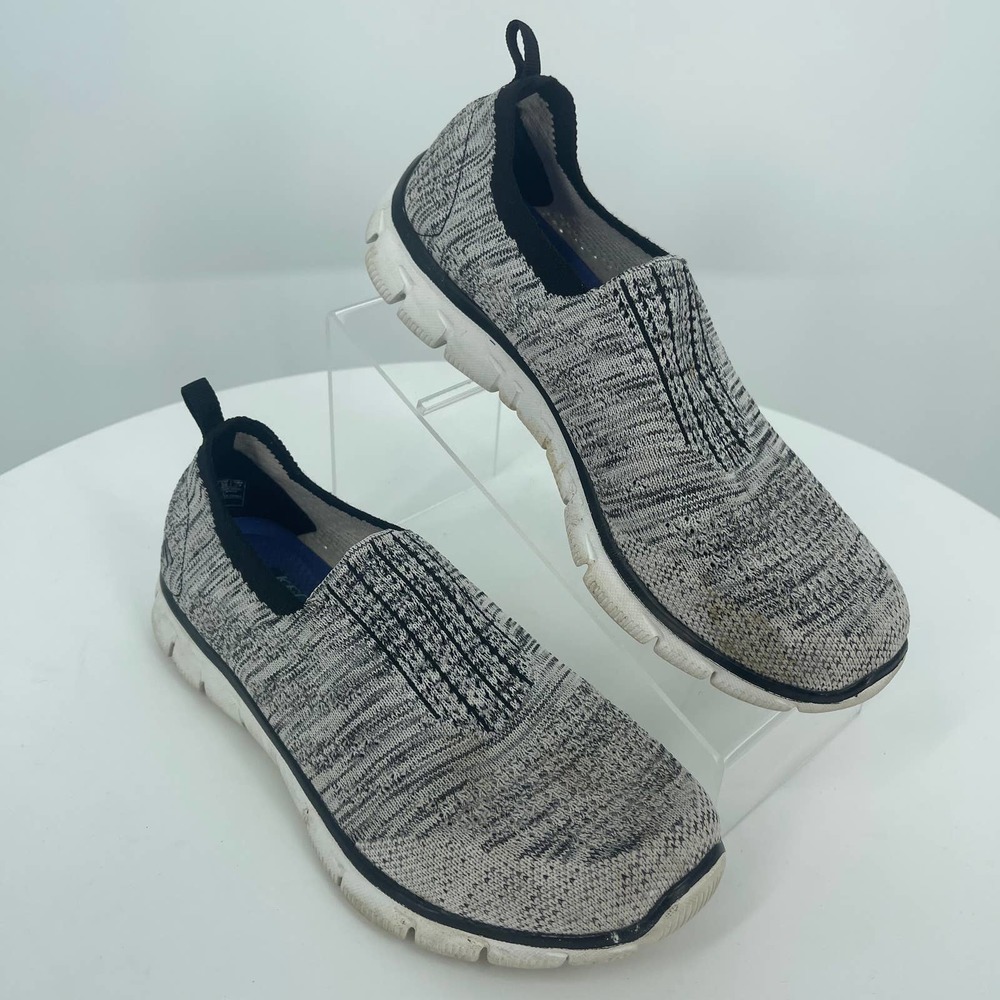 Skechers Women's Air-Cooled Memory Foam Slip-On Shoes Size 8 Black/White/Gray